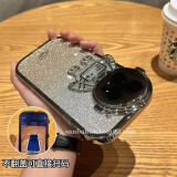 赫豹适用苹果15promax手机壳潮牌iphone宇航员隐形镜头支架防摔电镀渐变闪粉纸太空人软壳 宇航员镜头隐形支架-电镀银+渐变黄闪粉纸 iPhone15Pro Max