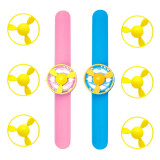 旋转飞盘玩具手环飞天陀螺竹蜻蜓手表儿童玩具 【蓝色+粉色】手表 2个+飞碟6个