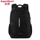 艾奔（ASPENSPORT）大容量潮流中学生书包耐磨休闲双肩包男女旅行包商务电脑背包 黑色【加大版】 高质量-大容量