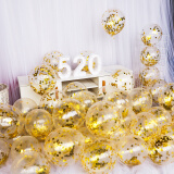 京唐 透明金色亮片气球网红节日装饰气球 婚礼婚房装饰气球 生日派对布置创意结婚用品 20只装配打气筒