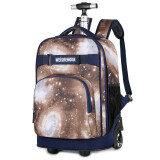 威盛达小学生拉杆书包男女行李包可背可拉旅行包高中学生大容量 星空咖色 18英寸 可登机
