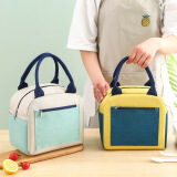 欣沁午餐包饭盒袋便当包保温袋包帆布手提袋加厚大容量便捷式 蓝色