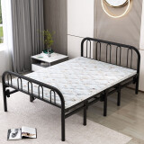 赛森 折叠床单人床加固型双人午休床四折床铁艺床家用1.2米木板床硬床 升级黑U1.5米+ 椰棕垫
