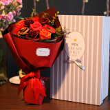初朵 11朵红玫瑰康乃馨鲜香皂花束同城配送母亲节520礼物生日送女友