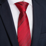 GLO-STORY拉链领带 男士商务正装潮流领带礼盒装 深酒红条纹