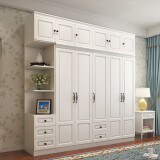 奥尚斯莱 衣柜 现代简约卧室家具木质带转角边柜组合大衣橱白色衣柜 单衣柜  平顶款 六门衣柜 （主柜长2.4米）