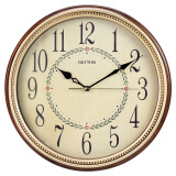 丽声（RHYTHM）挂钟静音石英挂表欧式复古时钟创意圆形装饰钟客厅卧室办公室钟表32cm典雅实木cmg985nr06D