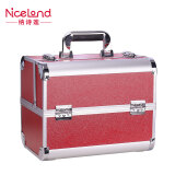 NICELAND专业化妆箱手提便携大号化妆品多层收纳箱美甲纹绣工具箱包家用带锁大容量 红色