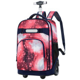 威盛达小学生拉杆书包男女行李包可背可拉旅行包高中学生大容量 星空玫红 18英寸 可登机