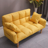 可米熊 懒人沙发踏踏米简易可折叠小户型沙发床网红款卧室阳台小沙发 黄色（两个抱枕）