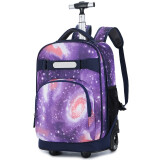 威盛达小学生拉杆书包男女行李包可背可拉旅行包高中学生大容量 星空紫色 18英寸 可登机