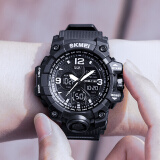 时刻美（skmei）运动手表手环 多功能防水夜光电子表学生手表1327黑色