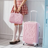 克拉恋人万向轮拉杆箱女行李箱子男 旅行箱密码箱包学生登机皮箱包撞色 竖条兔粉色（子母箱） 20英寸