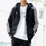 阿迪达斯（Adidas）外套男户外休闲时尚舒适防风夹克跑步透气运动服 TR30J5-CBW 黑色连帽夹克 XS