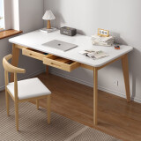 蔓斯菲尔（MSFE） 书桌书柜组合电脑桌台式写字桌家用办公桌子实木腿书桌椅组合 【升级款+单桌】100cm暖白色