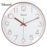 天王星（Telesonic） 挂钟客厅简约创意钟表现代时钟3D立体石英钟薄边免打孔家用挂表 玫瑰金（30厘米）