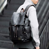 墨一男士背包双肩包男韩版休闲潮牌旅行电脑包高中大学生书包时尚潮流 黑色