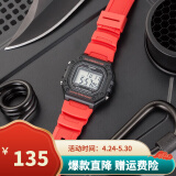 卡西欧（CASIO）男表小方块电子表 运动手表学生手表 多功能防水男士手表 方块红色W-218H-4B