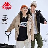 卡帕（Kappa）学院风羽绒服情侣工装羽绒服连帽面包服防寒服 黑色-990 S