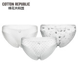 COTTON REPUBLIC棉花共和国女士内裤棉质3条装印花低腰性感内裤 米白色 S(155/80)