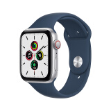 Apple Watch SE 智能手表 GPS+蜂窝款 44毫米银色铝金属表壳 深邃蓝色运动型表带MKRY3CH/A