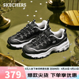 斯凯奇（Skechers）老爹鞋女厚底增高休闲运动鞋子11923/11914黑色/银色BKSL37.0