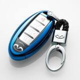 英菲尼迪汽车钥匙包q50l qx50 qx60 JX35 g25专用钥匙壳qx70 q70l钥匙套男 蓝色+钥匙扣