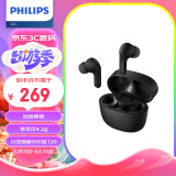 飞利浦（PHILIPS）真无线蓝牙耳机无线运动耳机游戏耳机回音降噪CD级高清音质苹果华为手机TAT2206黑