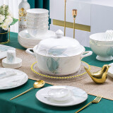 冠朴（GUANPU）碗碟套装家用简约欧式陶瓷碗筷景德镇骨瓷餐具套装碗盘子组合