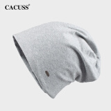 CACUSS帽子男女士春秋薄款棉包头套头帽夏季空调睡觉保暖月子帽产后浅灰