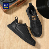 海澜之家HLA男鞋休闲皮鞋子男士板鞋运动鞋HAAXXM2AB70338 黑色42