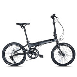 狼途（Langtu） 20寸铝合金折叠自行车男女8速成人学生运动单车便携免安装KY028 消光黑（碟刹版） 20寸