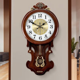 凯恩斯（KAIENSI） 挂钟客厅钟表欧式复古时钟摇摆石英钟表电波创意木质挂表家用 1340QL数字金属盘-进口丽.声机芯 12英寸