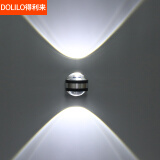 得利来（DOLILO）LED水晶球镜画灯明装射灯照画灯水晶壁灯铝材背景墙灯双头水晶  1W白+1W白