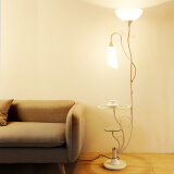 煜尚落地灯客厅卧室床头柜灯简约现代沙发边装饰氛围灯置物立式茶几灯 8013白色款+7瓦遥控