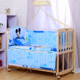 hugbb 全实木婴儿床摇床环保无油漆宝宝童床可与大人床合并,可变书桌
