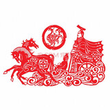 
                                        个性一百喜鹊迎春 门剪纸过年新春装饰品立体贴纸红纸吊钱横批挂件壁挂窗花彩色福字 红色 80CM                