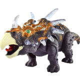 YIER儿童恐龙玩具霸王龙动物模型套装电动大号仿真3-6岁男孩生日礼物 三角龙-棕【赠送电池】