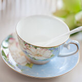 文盾（WENDUN） 英式骨瓷咖啡杯套装欧式下午茶茶具创意陶瓷简约家用红茶杯 金箔【冰蓝之心（无内花款）】