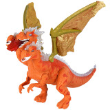 YIER儿童恐龙玩具霸王龙动物模型套装电动大号仿真3-6岁男孩生日礼物 三头龙-橙色【赠送电池】
