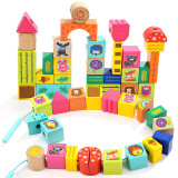 特宝儿（topbright）森林动物积木串珠儿童玩具木质积木拼插玩具儿童男女孩1-3岁小孩子生日节日礼物礼盒