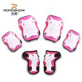 乐秀轮滑护具儿童男女溜冰滑板车原厂护具防护六件套 粉色M（适合5-9岁）