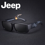 Jeep吉普室外护目镜近视太阳镜男驾驶偏光太阳镜墨镜开车眼镜套镜7003 M19-灰色框/灰色片