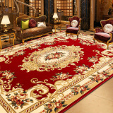 万腾 地毯客厅欧式大沙发茶几地毯卧室床边毯加厚高密度纯手工立体雕花红色办公室地毯 1255R酒红色 1400*2000mm