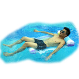 泳劲 水上浮床 水上助泳袋 水上浮排 休闲床 温泉 水上沙滩椅 蓝黄条纹 680X1380
