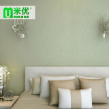 米优墙纸素色欧式壁纸蚕丝无纺布客厅卧室电视背景墙壁纸 豆绿色c-17