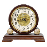 康巴丝（Compas）台式电波座钟客厅复古实木电子时钟台钟钟表书房卧室电波钟 SZZD2218M