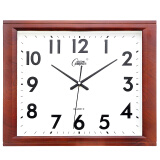 康巴丝（Compas）挂钟客厅钟表 方形简约时钟居家办公挂表电子石英钟C25241 仿木