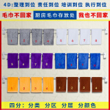 新品 纯棉4d厨房管理毛巾带数字编号加厚吸水保洁分区分类专用抹布