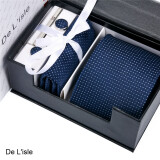 De Lisle 男士商务正装职业领带礼盒装套装8.5cm 结婚新郎婚庆领带 公爵蓝